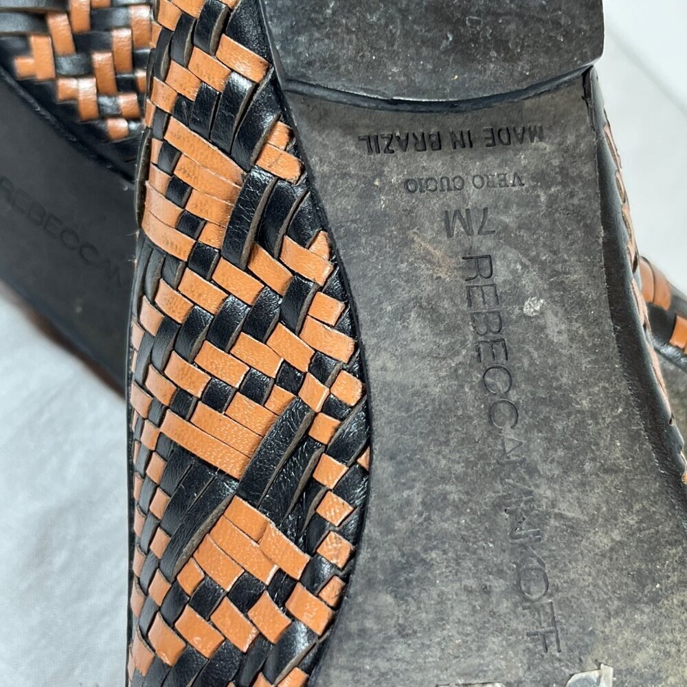 Rebecca Minkoff Uma Tribal Ballet Flats Leather Woven‎ Brown Black Size 7 - Picture 6 of 7